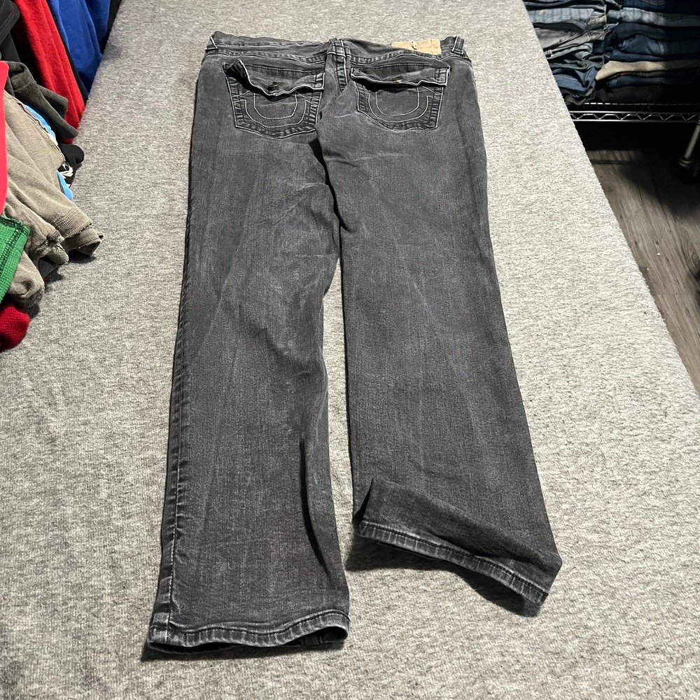 True Religion Rocco Relaxed Skinny Jeans Faded Black Flap Pocket Mens 32x31